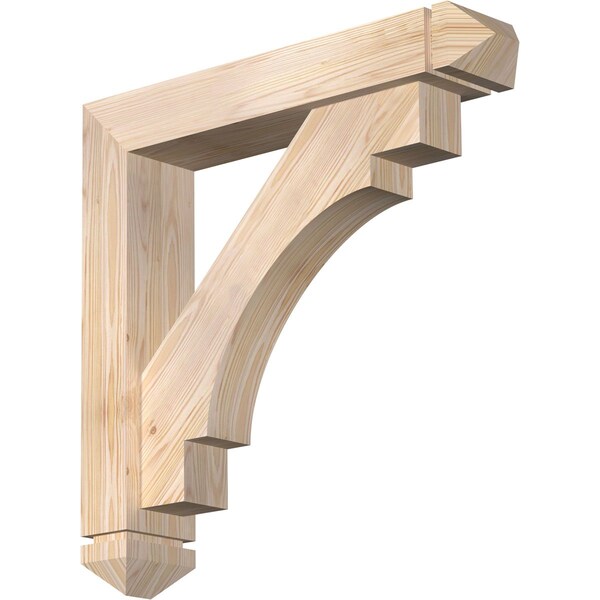 Ekena Millwork Merced Arts and Crafts Smooth Bracket w/ Offset Brace, Douglas Fir, 5 1/2"W x 28"D x 28"H BKT0604X28X28MRC03SDF - main